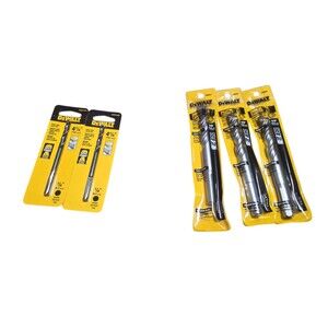 DEWALT drill bits—specifically a mix of pilot bits and masonry (rock carbide)